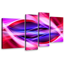 Load image into Gallery viewer, Contemporary Abstract Canvas Wall Art, Bright Colorful 4 Piece Multiple Canvas, Purple Red Blue Patterns Canvas Print