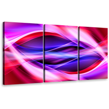Load image into Gallery viewer, Contemporary Abstract Canvas Wall Art, Purple Red Blue Patterns Triptych Canvas Print, Bright Colorful 3 Piece Multiple Canvas