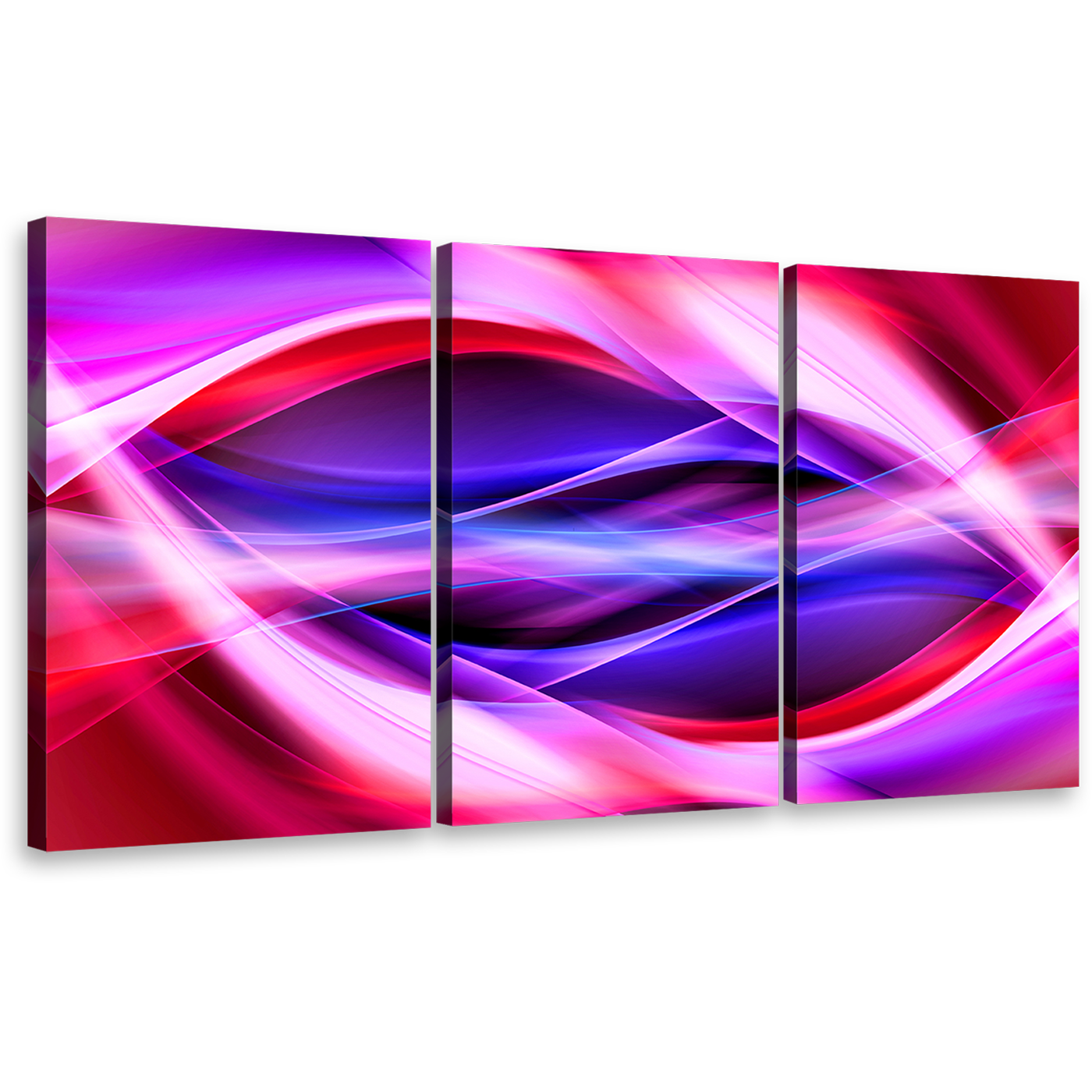Contemporary Abstract Canvas Wall Art, Purple Red Blue Patterns Triptych Canvas Print, Bright Colorful 3 Piece Multiple Canvas