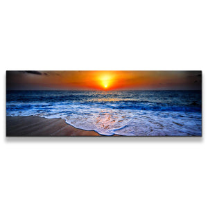 Sea Sunset Canvas Wall Art, Blue Ocean Sand Sunset View Canvas Print ...