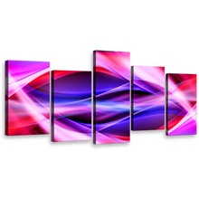 Load image into Gallery viewer, Contemporary Abstract Canvas Wall Art, Purple Red Blue Patterns 5 Piece Multiple Canvas, Bright Colorful Canvas Print
